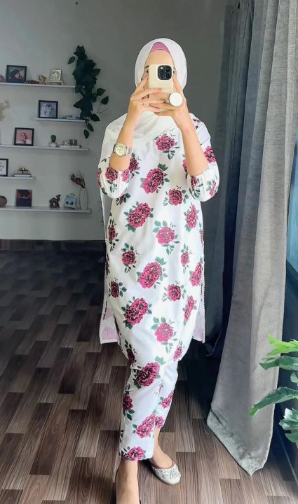 Smar's%20Fashion%20Trendy%20Stitched%20Gulab%20print%20Dhani%20colour%20dress%20for%20women%20-%20Image%208