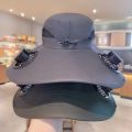 Solar Fan Sun Hat for Men Women Wide Brim Fishing Cap Waterproof Breathable Solar Outdoor Cooling Hat for Hiking Camping.