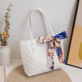 Large Capacity Lingge Embroidered BagTrendy Simple Scarf Tote Bag Southeast Asia Hot Selling One Shoulder Bucket Bag bags. 