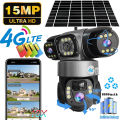 V380 Pro 3 Lens  IP Solar Camera HD 15 MP Outdoor Waterproof CCTV Night Vision Two-Way Audio Camera Mobile Tracking 4G IP Camera. 