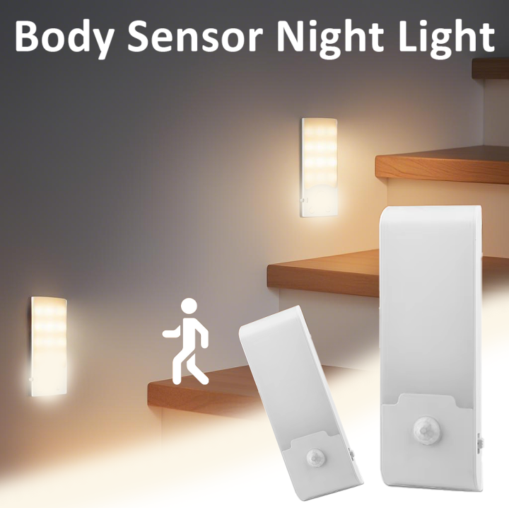 Motion Sensor LED Night Light USB Rechargeable Wall Light For Cabinet ...
