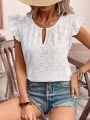 Women's elegant white crochet top. 