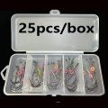 25pcs/Box Shrimp Back Hook Spring Live Shrimp Rigged Ready-Made Lure for Sea Bass and Rockfish Fishing, 1/0-5/0hook.