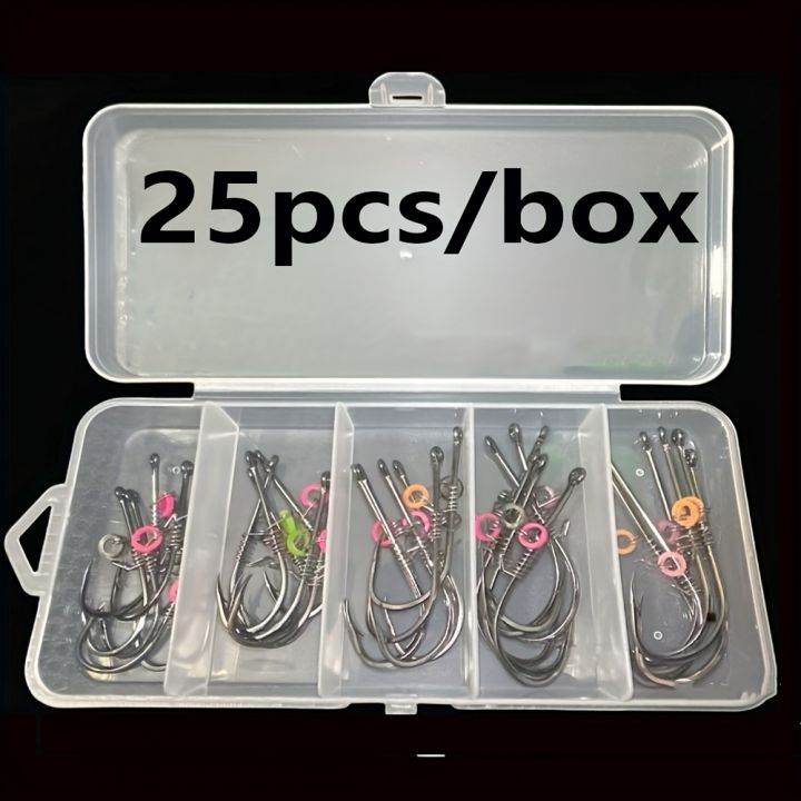 25pcs/Box Shrimp Back Hook Spring Live Shrimp Rigged Ready-Made Lure for Sea Bass and Rockfish Fishing, 1/0-5/0hook