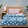 Comforter | King Size Winter Comforter (86" x 84") | Lightweight & Cozy with Poly Filler [Micro-fiber Padding] | Ash Blue and White Floral Print. 