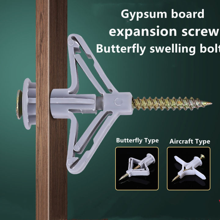 50pcs Plastic Toggle Anchor With Screw M4 Curtain Drywall Wall Cable Plug Aircraft Expansion Pipe Anchor Bolt Accessories