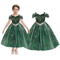 Girls Ice Green Frozen Anna Party Princess Gown Kids Embroidery Cosplay Dress Young Girl Fluffy Evening Clothes Children Costume. 
