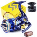 Sougayilang 2000-7000 Spinning Reel Metal Spool 12BB Ball Bearing Max Drag 15KG Fishing Reel With Spare Spool 500m Fishing Line.