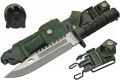 SZCO Supplies 13" M-9 Bayonet Military Style Tactical Saw Back Knife, Green/Black. 