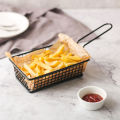 1PC Creative rectangular French fries basket Snack basket Fried food container with handle Western restaurant snack basket.