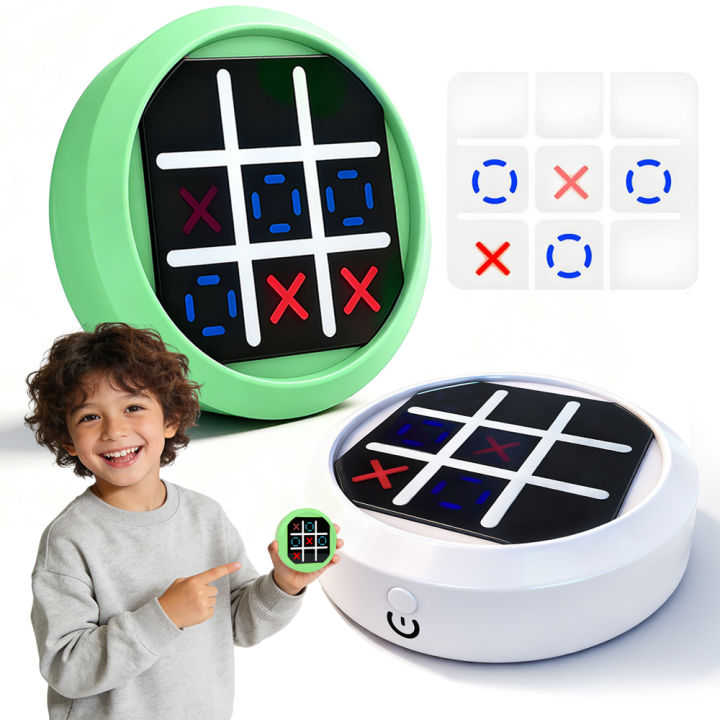 4-in-1 Electronic Tic Tac Toe Game: AI Battle, 2-Player Mode, Memory & Quick Hit Challenge | Game Console for Adults
