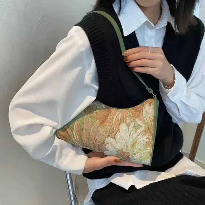 Popular%20Women's%20Armpit%20Bag%20New%20Style%20with%20A%20Western%20Temperament%20One%20Shoulder%20Oil%20Painting%20Bag%20Fashionable%20Women's%20Bag%20Handbag%20-%20Image%202
