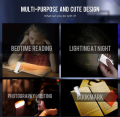 USB Rechargeable Book Reading Light Lamp, Portable Clip-On Led Reading Light, 3 Amber Colors & 3 Brightness Dimmable, Perfect For Book Lovers.