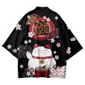 Japanese Cat Samurai Haori Kimono Cardigan Men Women Ukiyo-e Style Anime Cosplay Kimono Open Front Streetwear Harajuku Coat. 