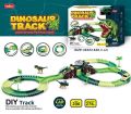 206 PCS Dinosaur Toys Race Track, Dino Racing Car Tracks Toy Set Flexible Tracks with Turntable Playset, Create a Road Jurassic Escape World for Festival & Birthday Gift for Boys & Girls Ages 3+. 