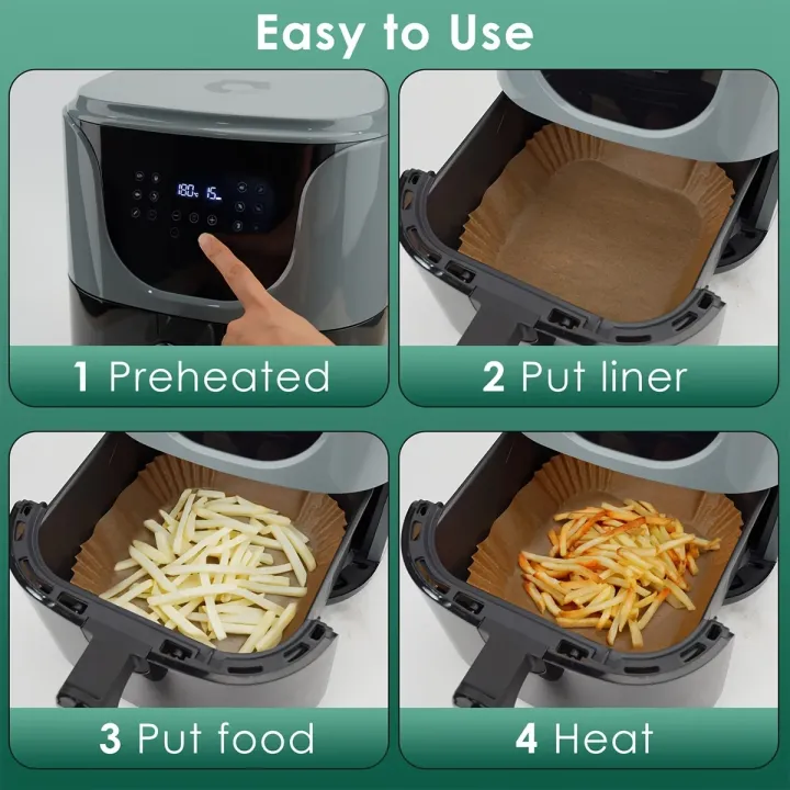 25/50/100pcs%20Oil-Proof%20Non-Stick%20Disposable%20Square%20Papers%20for%20Frying%20Baking%20Cooking,%20Versatile%20Air%20Fryer%20Parchment%20Paper%20Liners%20-%20Image%204