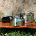 Leaftour Stainless Steel Camping Cookware Set Kettle Pot Pan - Outdoor Cooking Essentials for 2-3 Person. 