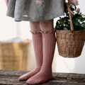 Ruffle Kids Knee High Socks Baby Girls Toddlers Long Soft Cotton Sock Lace Flower Children School Uniform Socks For 0-8 Years.