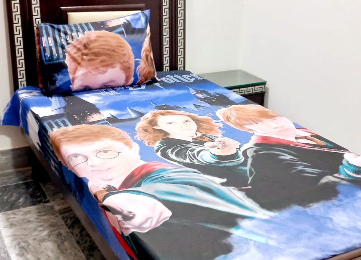 Kids Printed cartoon single pair pure cotton bedsheets