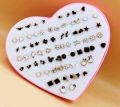 72/Pieces which is 36/Pairs of Studs, Random Earrings, Cartoon heart shape packing Hypoallergenic Plastic and metal Stud Earrings Set for Women Girls. 