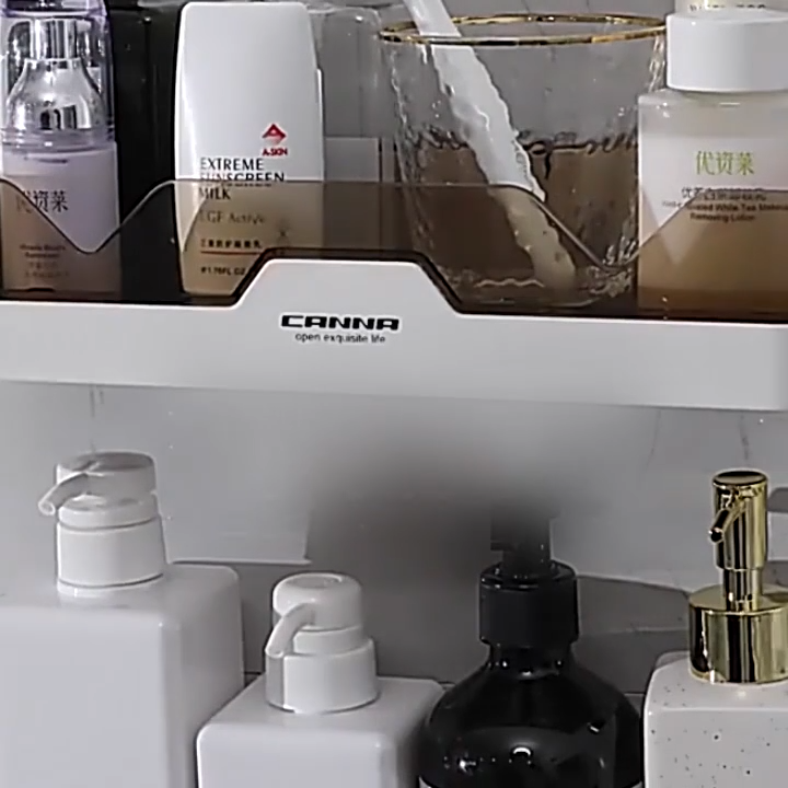 ​Bathroom Shelf Organizer Wall Mount Plastics Toiletries Holder No Drill Shower Storage Rack Corner Shelves Bathroom Accessories_D Shop