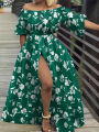 Plus Size 5XL ZANZEA Summer Women Off Shoulder Sundress 2025 Bohemian Floral Printed Maxi Dresses Casual Holiday Long Vestidos. 
