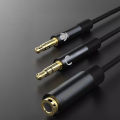3.5mm Audio Splitter Cable 2 Male to 1 Female Adapter Headset AUX Y Splitter for Smartphone, PC, Laptop, Tablet, Durable, High-Quality, 24K Gold-Plated, Oxygen-Free Copper, Compact Design. 