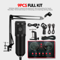【Large PCB】 BM800 Condenser Microphone KIT with V8 SoundCard for Studio Recording ~ Home Studio Setup for PodCasting, Live Streaming, Gaming, Singing, ASMR with Mic Suspension Adjustable Scissor Arm, XLR Cable, Shock Mount & Pop Filter ~ FunBug. 