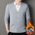 Mens Autumn Clothes Fleece Cardigan Jacket Knitted Sweater Outwear V-neck Fashion Cardigans Warm Men's Top.