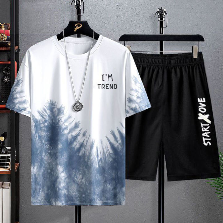 Men's Summer Shorts Set Gym Outfit Student Short Sleeve T-shirt 3D Printed Men's Top Workout Quick Drying