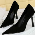 Autumn Simple Elegant 10cm 7cm High Heels Stiletto Womens Shoes Pointed Black Etiquette Professional Single Shoes Wedding Shoes. 