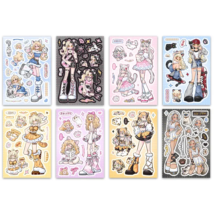 8pcs%20Korean%20Ins%20Wind%20Meow%20Star%20Guka%20Stickers%20Girl%20Style%20Cute%20Student%20Princess%20High%20Beauty%20Hand%20Book%20Notebook%20Decoration%20DIY%20-%20Image%205