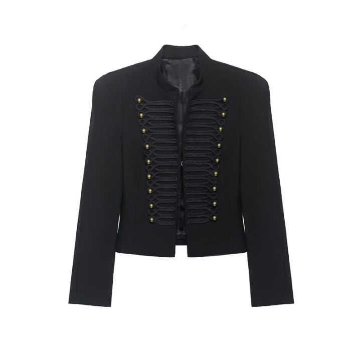 Women's%20Jacket%20Short%20Blazer%20Rope-Braided%20Decoration%20Gold%20Button%20Epaulette%20Women's%20Wear%202026%20Spring%20Coat%20-%20Image%203