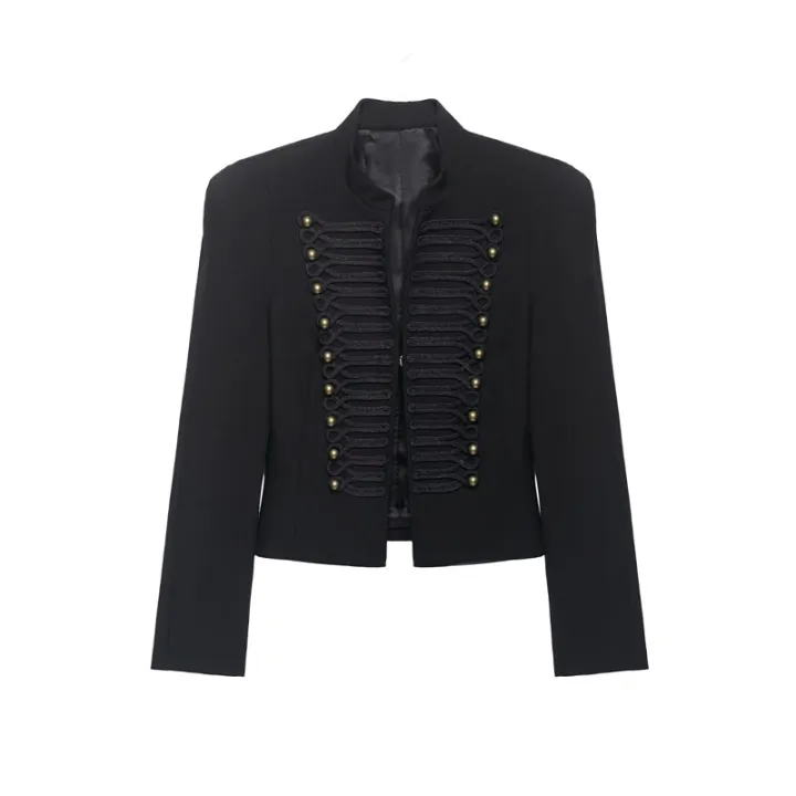 Women's%20Jacket%20Short%20Blazer%20Rope-Braided%20Decoration%20Gold%20Button%20Epaulette%20Women's%20Wear%202026%20Spring%20Coat%20-%20Image%203