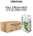 Carrefour Milk Fields Full Cream Milk 1 lt (Pack of 12) (247311). 