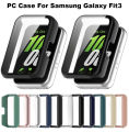 For Samsung Galaxy Fit 3 Protective Case PC Cover + Glass Film Hard Bumper For Galaxy Fit3 SM-R390 Protection. 