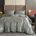 3pcs Satin Duvet Cover Set Bedding Sets Queen Black  Series Luxury Rich Silk Silky Soft Solid   Sexy Honeymoon Wrinkle Free. 