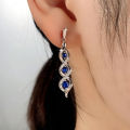 Huitan Newly Designed Women's Earrings for Wedding Accessories Fancy Twist Earrings with Blue Cubic Zirconia Temperament Jewelry. 