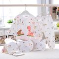 5pcs Newborn Baby Boys Girls Cute suit Long Sleeve Tops+hat+pants +bib Outfits Set From 0 To 4 Months Clothes Set For Baby. 