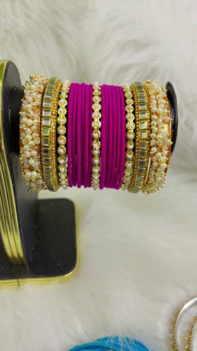 Metal velvet colorful bridal churi set | Daraz.com.bd