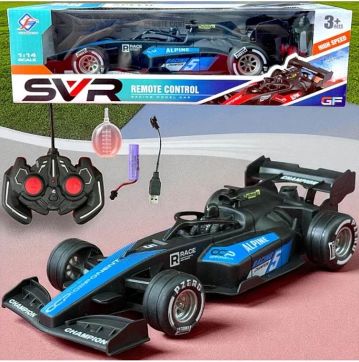 Rechargeable Formula 1 Remote Control Car 1:14 Scale Blue Smoke Formula 1