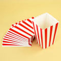 10Pcs Popcorn Paper Boxes Buckets Red White Stripes Bags Snack Containers For Movie Night Birthdays Carnival Party Supplies.