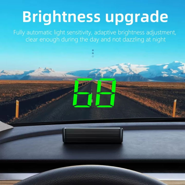 Digtial Car GPS Speedometer KMH LCD Windshield Projector Big Fonts Speed Gauge With White/Green Light Car Electronic Accessories