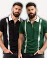 BURNOUT.PK NEW TRENDY SUMMER COLLECTION PACK OF 2 OLD MONEY STRIPES ZIPPER POLOS FOR MENS AND BOYS. 
