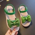 Kids Shoes Summer Sandals for Girls Bow Non-slip Soft Soled Versatile Solid Korean Children Sweet Princess Shoes Beach Sandals.