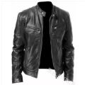 2023 Fashion Mens Leather Jacket Slim Fit Stand Collar PU Jacket Male Anti-wind Motorcycle Lapel Diagonal Zipper Jackets Men.