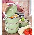 Lunch Box,Portable 304 Stainless Steel Bento Lunch Box Thermal Cylinder Lunch Container Food Storage Containers for School Office Outdoor ( Three layers. 