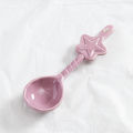 Ceramic Star Shaped Spoon Twisted Spoon Cute Long Handled Cream Design Coffee Stirring Spoon.