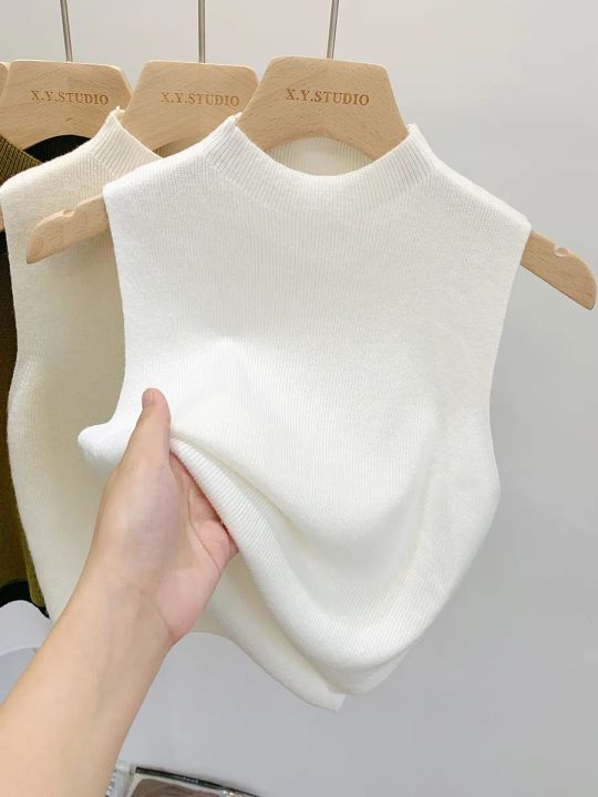 Spring%20Autumn%20Temperament%20Knitted%20Sweater%20Vest%20Women's%20Half-turtleneck%20Camisole%20Cropped%20Top%20Sleeveless%20Tank%20Top%20-%20Image%202