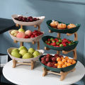 Table Plates Dinnerware Kitchen Fruit Bowl with Floors Partitioned Candy Cake Trays Wooden Tableware Dishes. 
